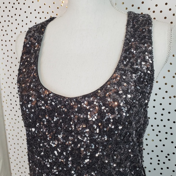 Alice + Olivia Silver Sequin Mini Dress - Picture 2 of 6